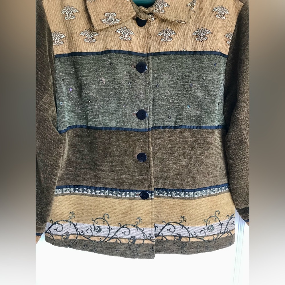 Vintage Analogy fleur-de-lis Decorated Women’s Coat  Size Small - Picture 5 of 8